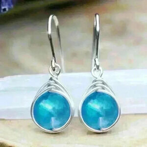 New Blue Gemstone Drop Earrings